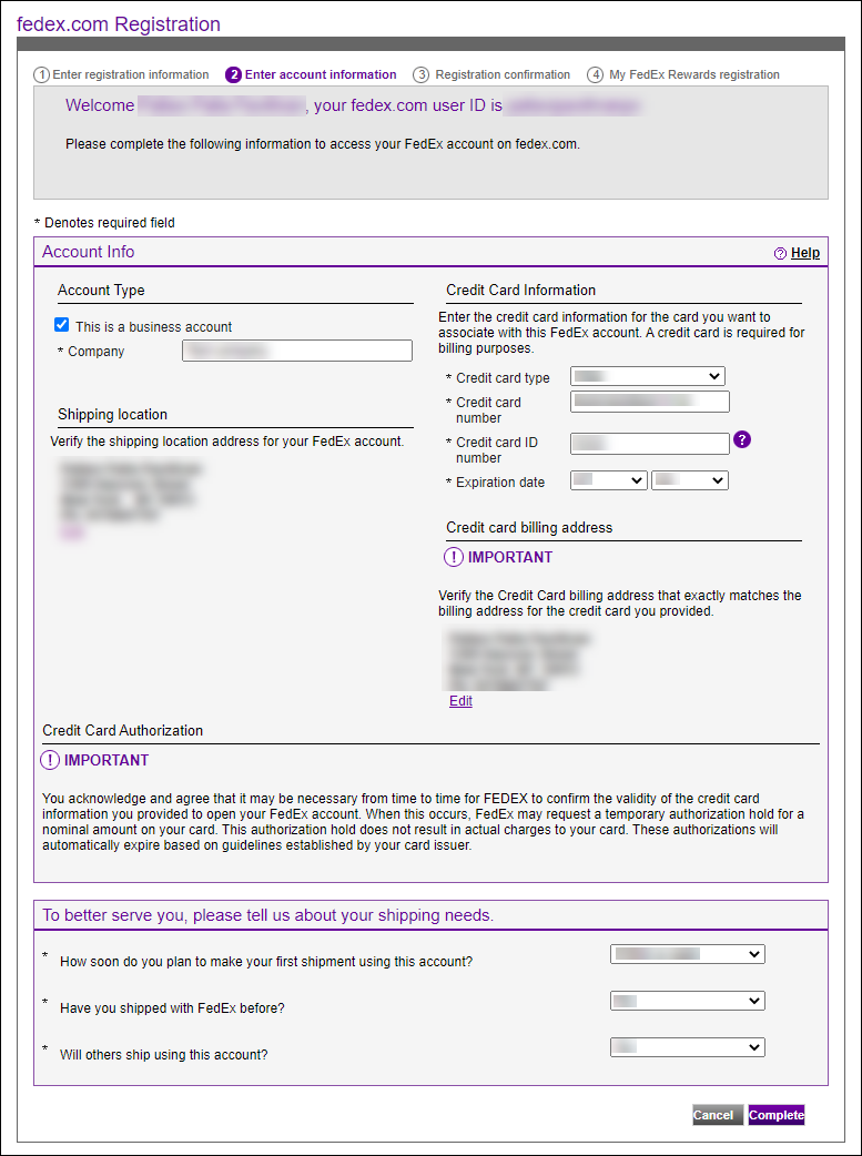 Obtain your FedEx Account Credentials | FedEx card credentials