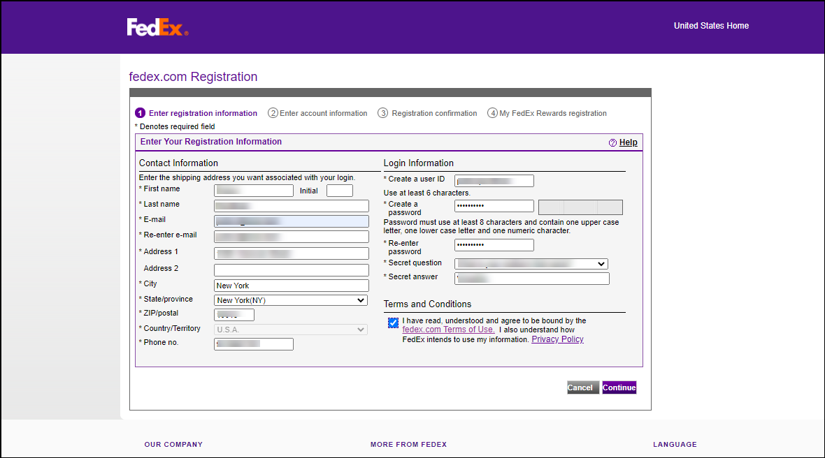Obtain your FedEx Account Credentials | FedEx registration